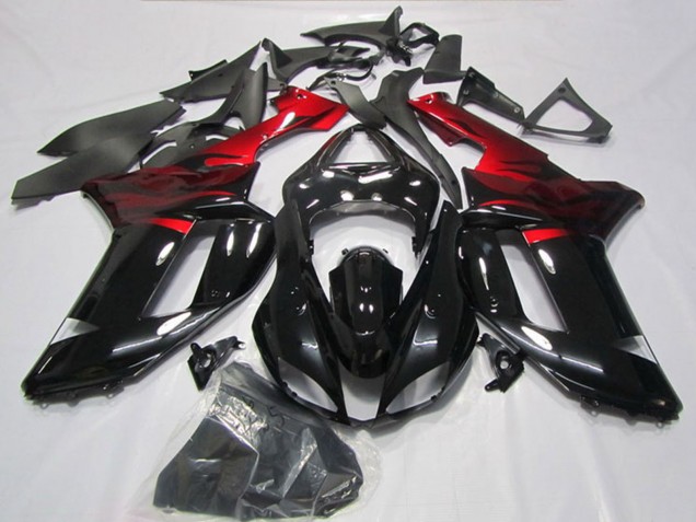 2007-2008 Black Red Kawasaki ZX6R Motorcycle Fairings Canada