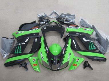 2007-2008 Green Black 3M Monster Kawasaki ZX6R Motorcycle Fairings Canada