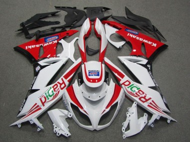 2009-2012 White Red Black Rapid Kawasaki ZX6R Motorcycle Fairings Canada