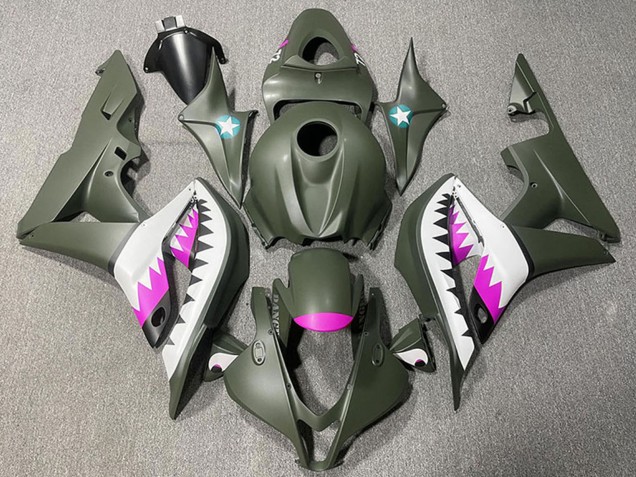2007-2008 Army Green White Pink Shark Honda CBR600RR Motorcycle Fairings Canada