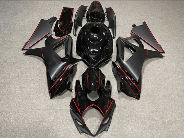 2007-2008 Glossy Black Matte Black Red Trim Suzuki GSXR 1000 Motorcycle Fairings Canada