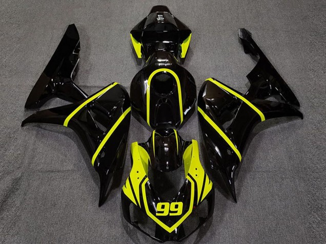 2006-2007 Glossy Black High Viz Yellow 99 Honda CBR1000RR Motorcycle Fairing Canada