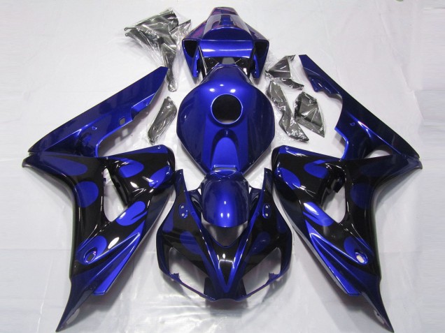 2006-2007 Blue Glossy Black Flame Honda CBR1000RR Motorcycle Fairings Canada