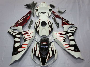2006-2007 White Red Glossy Black Flame Honda CBR1000RR Motorcycle Fairings Canada