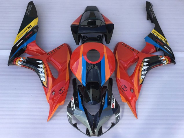 2006-2007 Red Blue Yellow Glossy Black Shark Honda CBR1000RR Motorcycle Fairings Canada