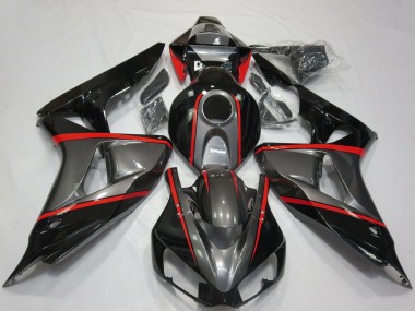 2006-2007 Grey Glossy Black Red Stripe Honda CBR1000RR Motorcycle Fairings Canada