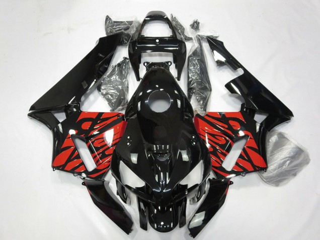 2005-2006 Glossy Black and Tribal Red Honda CBR600RR Motorcycle Fairings Canada