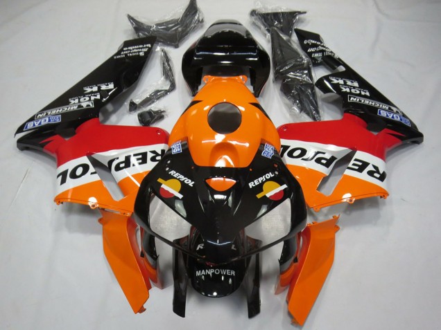 2005-2006 Orange Red White Black Bottom Repsol Honda CBR600RR Motorcycle Fairings Canada