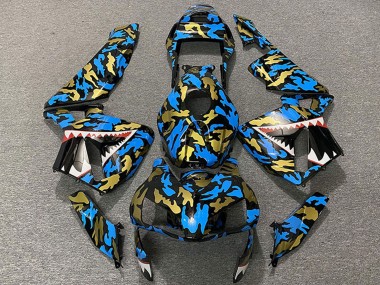 2003-2004 Blue Gold Camouflage Shark Honda CBR600RR Motorcycle Fairings Canada
