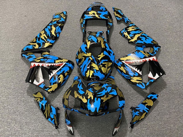 2003-2004 Blue Gold Camouflage Shark Honda CBR600RR Motorcycle Fairings Canada