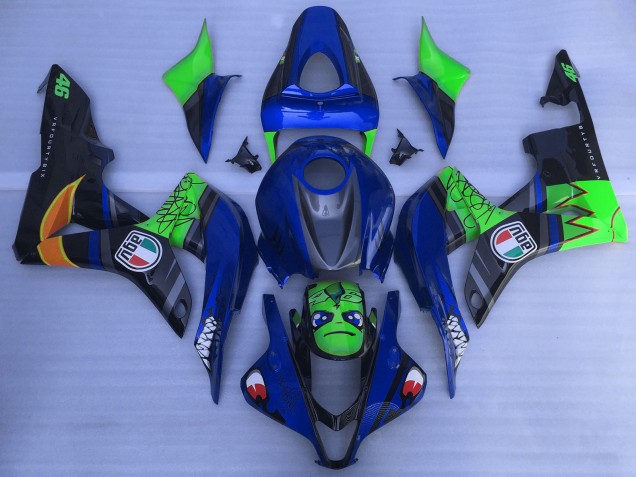 2007-2008 Blue Green Glossy Black Shark Honda CBR600RR Motorcycle Fairings Canada