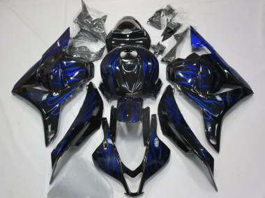 2009-2012 Glossy Black Blue Flame Honda CBR600RR Motorcycle Fairings Canada