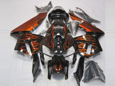 2005-2006 Glossy Black Orange Flame Honda CBR600RR Motorcycle Fairings Canada