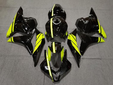 2009-2012 Glossy Black High Viz Yellow Stripe Honda CBR600RR Motorcycle Fairings Canada