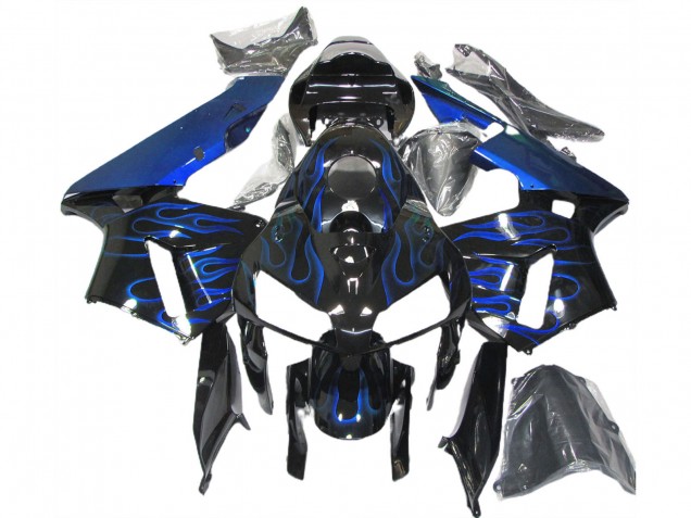 2005-2006 Glossy Black Blue Flame Honda CBR600RR Motorcycle Fairings Canada