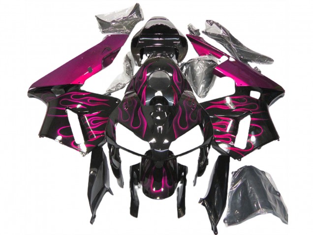 2005-2006 Glossy Black Pink Flame Honda CBR600RR Motorcycle Fairings Canada