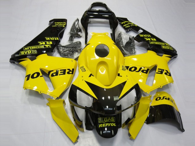 2003-2004 Yellow Glossy Black Repsol Honda CBR600RR Motorcycle Fairings Canada