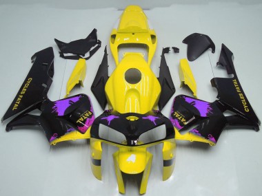 2005-2006 Glossy Black Yellow Purple Splatter Honda CBR600RR Motorcycle Fairings Canada