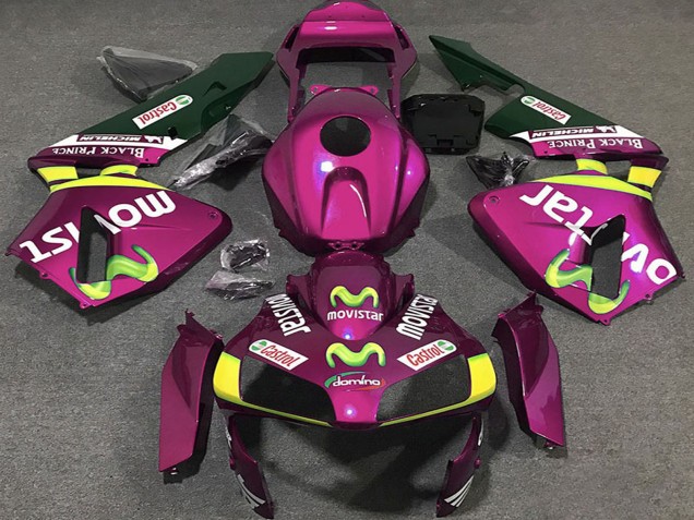 2003-2004 Hot Pink Yellow Green MoviStar Honda CBR600RR Motorcycle Fairings Canada