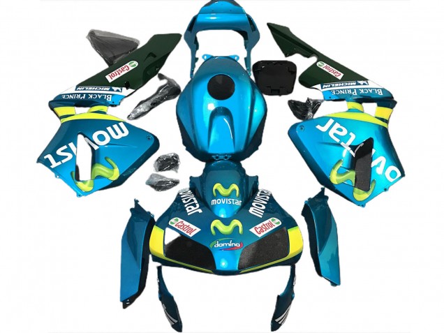 2003-2004 Light Blue Yellow Green MoviStar Honda CBR600RR Motorcycle Fairings Canada