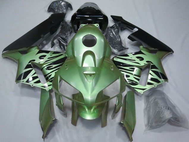 2005-2006 Light Green Black Flame Honda CBR600RR Motorcycle Fairings Canada