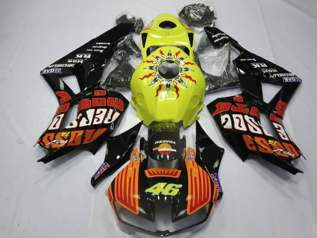 2013-2026 Yellow Orange Glossy Black Rossi 46 Honda CBR600RR Motorcycle Fairings Canada
