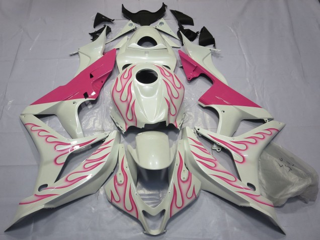 2007-2008 White Pink Flame Honda CBR600RR Motorcycle Fairings Canada