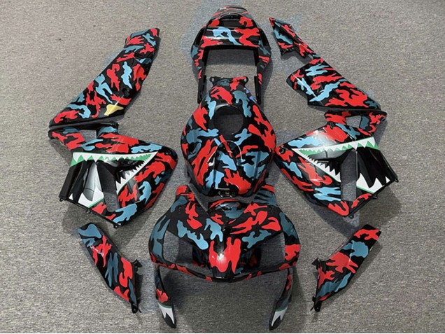 2003-2004 Red Blue Camouflage Shark Honda CBR600RR Motorcycle Fairings Canada