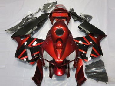 2005-2006 Red Glossy Black Design Honda CBR600RR Motorcycle Fairings Canada