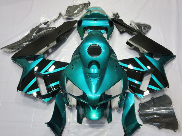 2005-2006 Teal Glossy Black Design Honda CBR600RR Motorcycle Fairings Canada