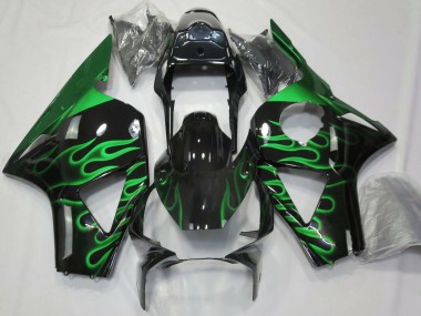 2002-2003 Glossy Black Green Flame Honda CBR954RR Motorcycle Fairings Canada