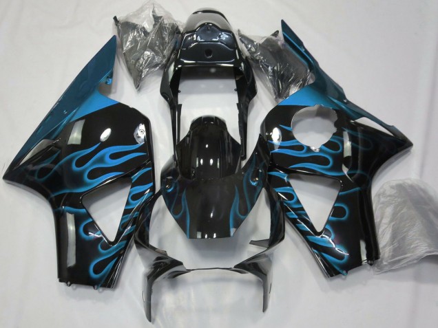 2002-2003 Glossy Black Light Blue Flame Honda CBR954RR Motorcycle Fairings Canada