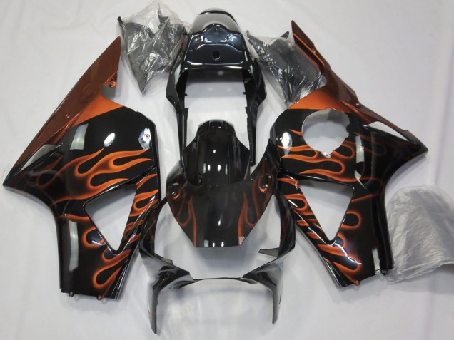 2002-2003 Glossy Black Orange Flame Honda CBR954RR Motorcycle Fairings Canada