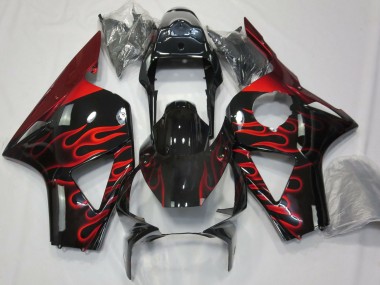 2002-2003 Glossy Black Red Flame Honda CBR954RR Motorcycle Fairings Canada