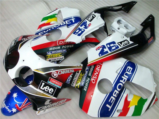 1990-1998 White Blue Red Yellow Green Carrera EuroBet Lee Honda CBR250RR Motorcycle Fairings Canada