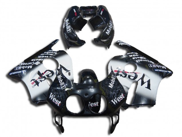 1990-1998 Glossy Black White West Honda CBR250RR Motorcycle Fairings Canada