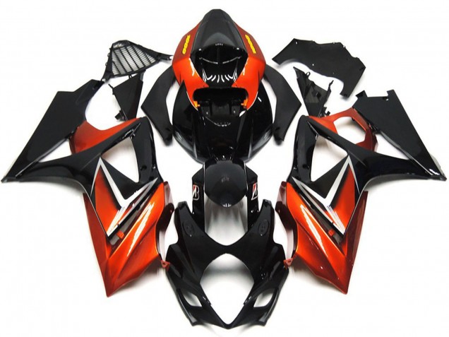 2007-2008 Glossy Black Orange Suzuki GSXR 1000 Motorcycle Fairings Canada
