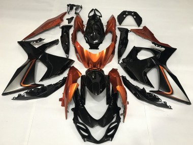 2009-2016 Glossy Black and Shiny Orange Suzuki GSXR 1000 Motorcycle Fairings Canada