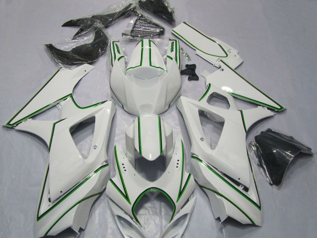 2007-2008 Glossy White Green Pin Stripe Suzuki GSXR 1000 Motorcycle Fairings Canada