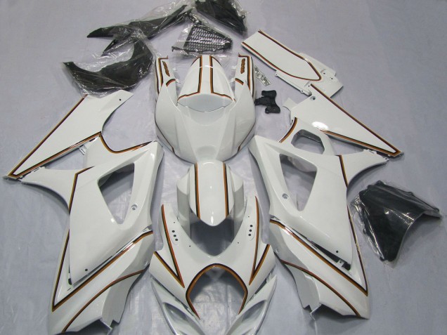 2007-2008 Glossy White Orange Pin Stripe Suzuki GSXR 1000 Motorcycle Fairings Canada