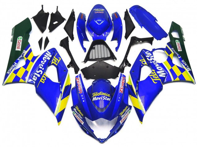 2005-2006 Blue Yellow Green MoviStar Castrol Suzuki GSXR 1000 Motorcycle Fairings Canada