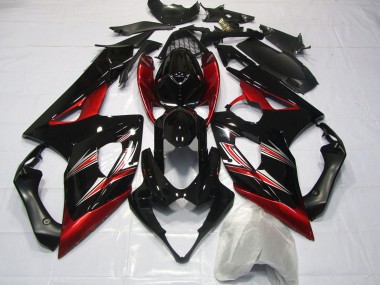 2005-2006 Glossy Black Red Flare Suzuki GSXR 1000 Motorcycle Fairings Canada