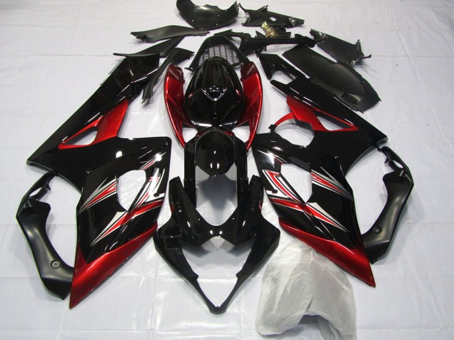 2005-2006 Glossy Black Red Flare Suzuki GSXR 1000 Motorcycle Fairings Canada