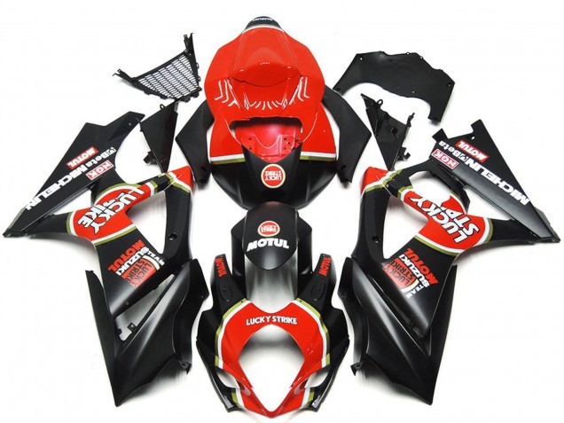 2007-2008 Red Black Lucky Strike Suzuki GSXR 1000 Motorcycle Fairings Canada