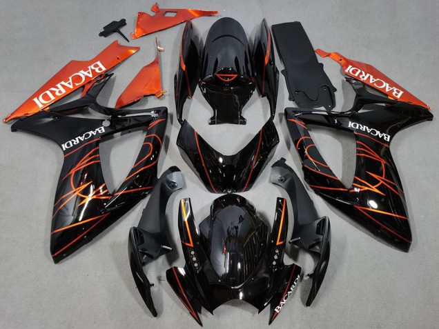 2006-2007 Glossy Black Orange Bacardi Suzuki GSXR 600 / GSXR 750 Motorcycle Fairings Canada