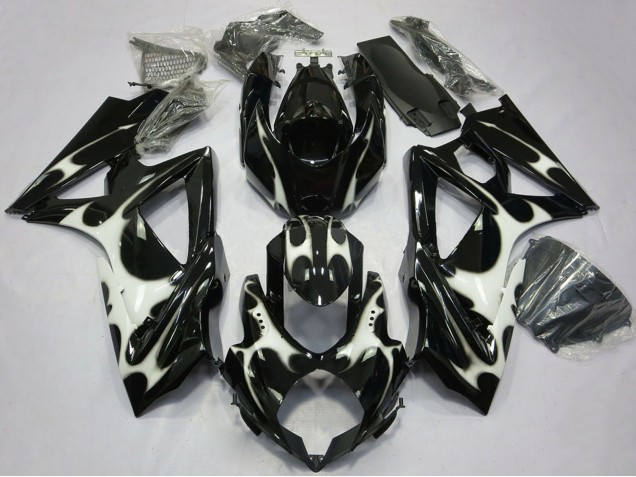 2008-2010 Glossy Black White Suzuki GSXR 600 / GSXR 750 Motorcycle Fairings Canada