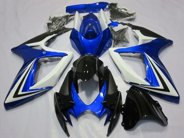 2006-2007 White Blue Glossy Black Stripe Suzuki GSXR 600 / GSXR 750 Motorcycle Fairings Canada