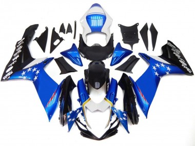 2011-2024 Blue Style with Red Stars Suzuki GSXR 600 / GSXR 750 Motorcycle Fairings Canada