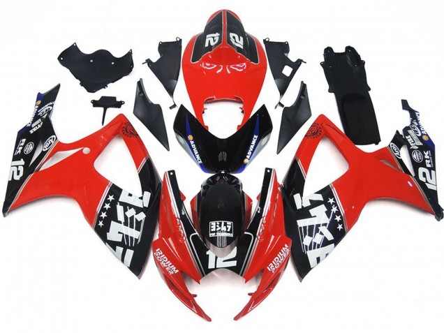 2006-2007 Red Glossy Black White Suzuki GSXR 600 / GSXR 750 Motorcycle Fairings Canada