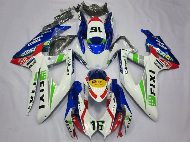 2008-2010 White Blue Green Yellow Red Fixi 16 Suzuki GSXR 600 / GSXR 750 Motorcycle Fairings Canada